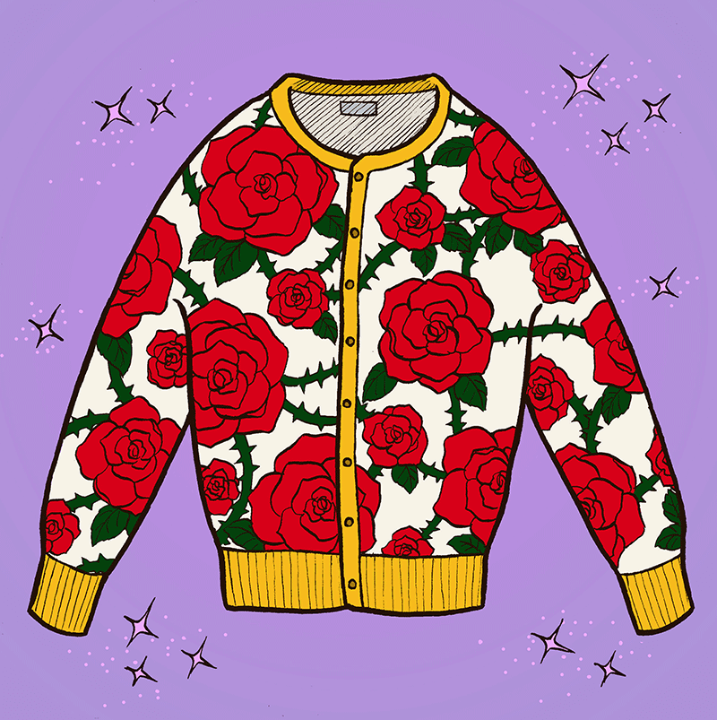 薔薇柄セーター